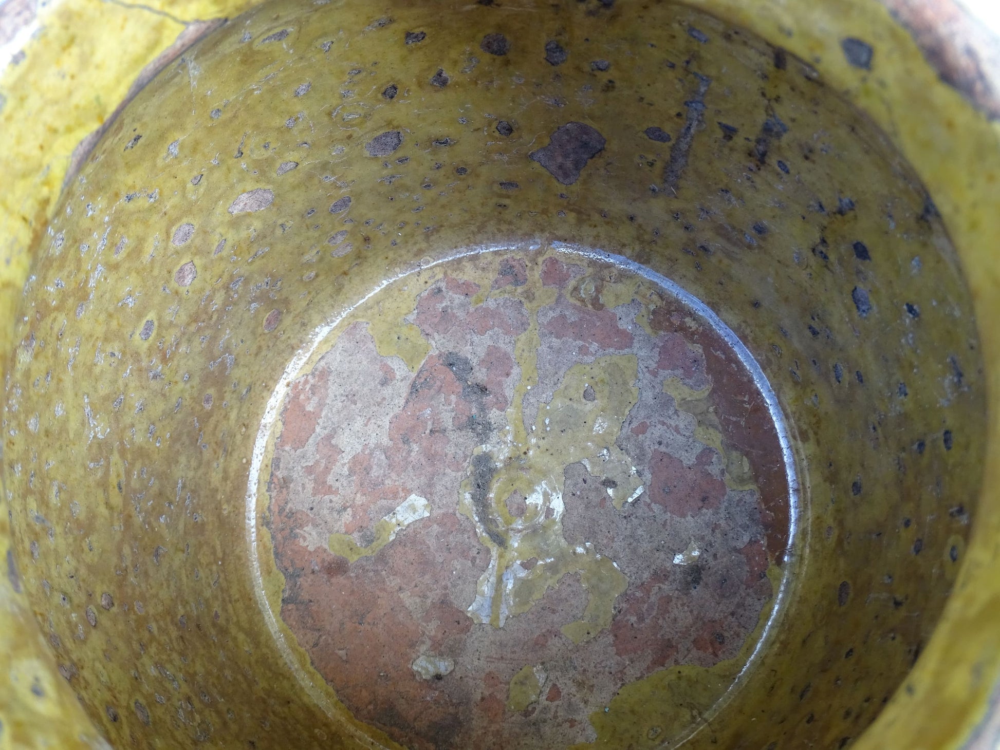 Antique French Terracotta Pot with Brown and Yellow Glaze