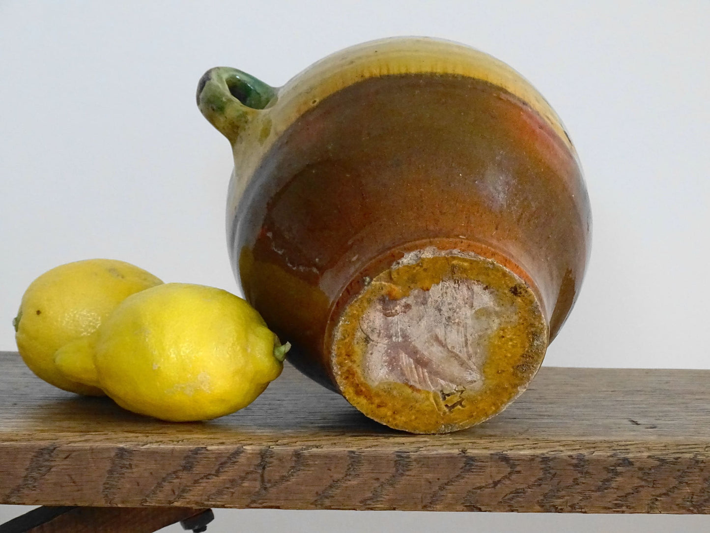 Antique Green and Yellow Glazed Provençal Gargoulette or Water Jug