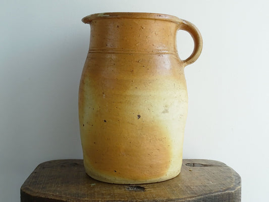 Antique French Pottery Milk Jug in Orange Tones