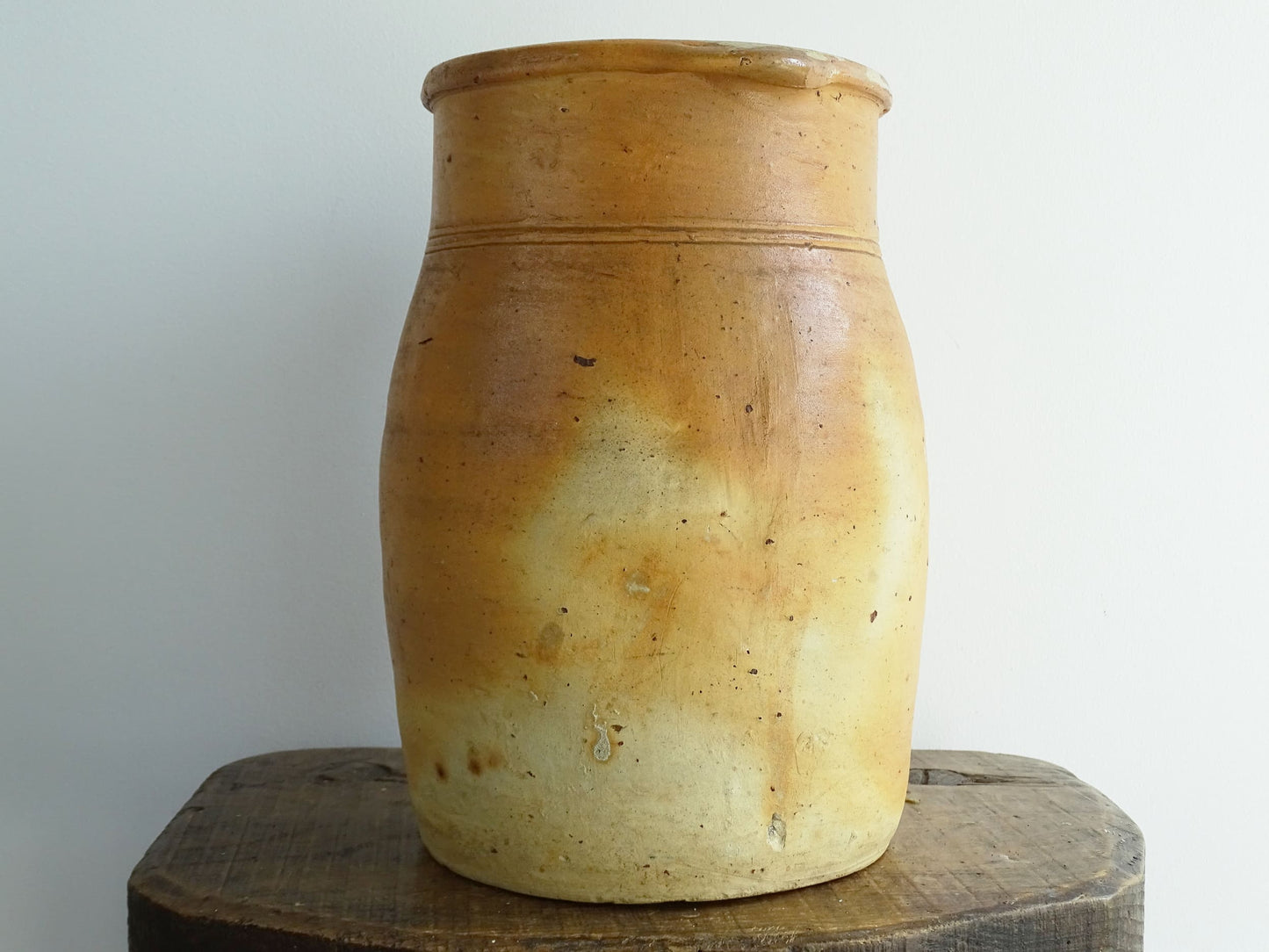 Antique French Pottery Milk Jug in Orange Tones