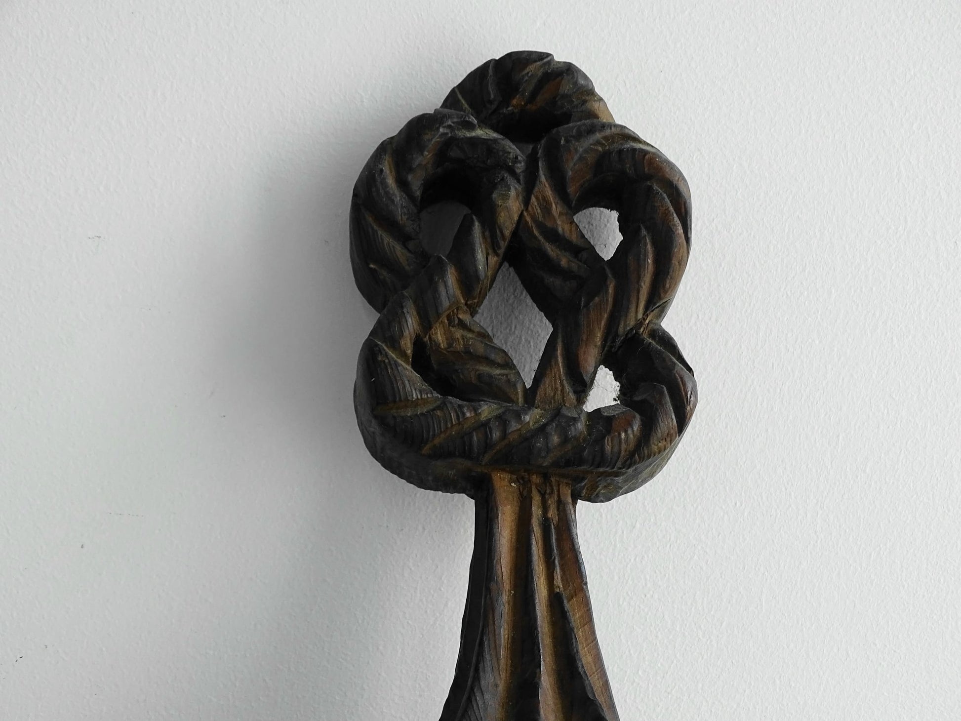 Antique French Carved Wooden Candle Sconce with Rope Effect