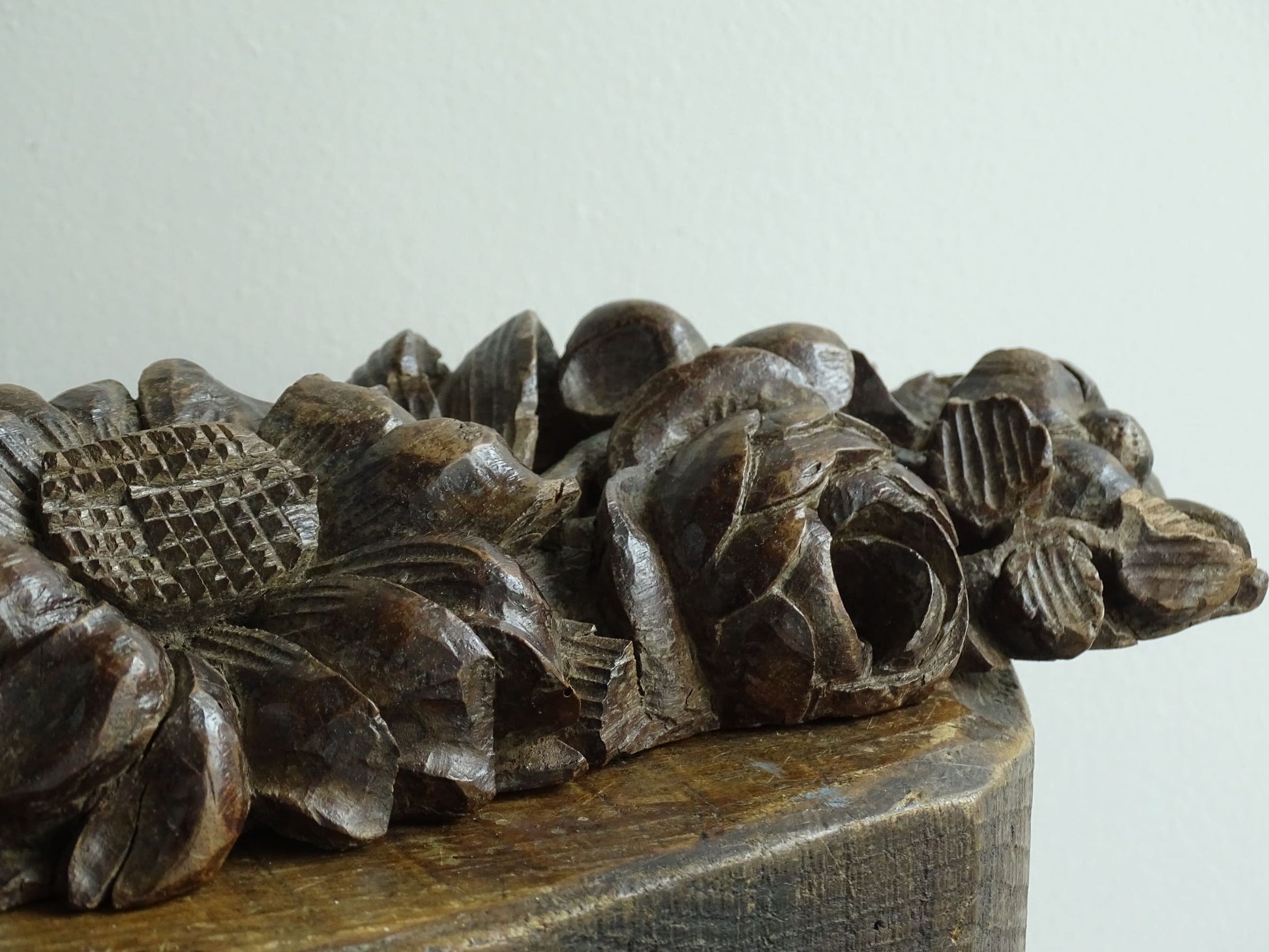 Antique Wooden Carving with Sunflowers