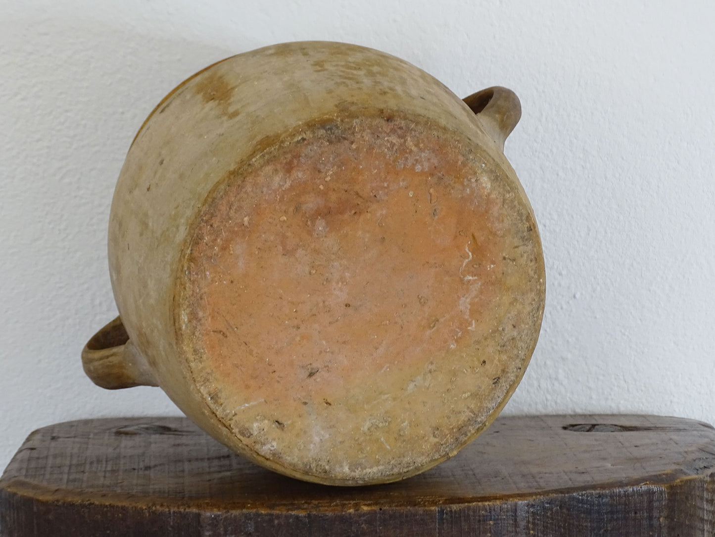 Antique French Terracotta Pot with Ochre Yellow Glazed Interior