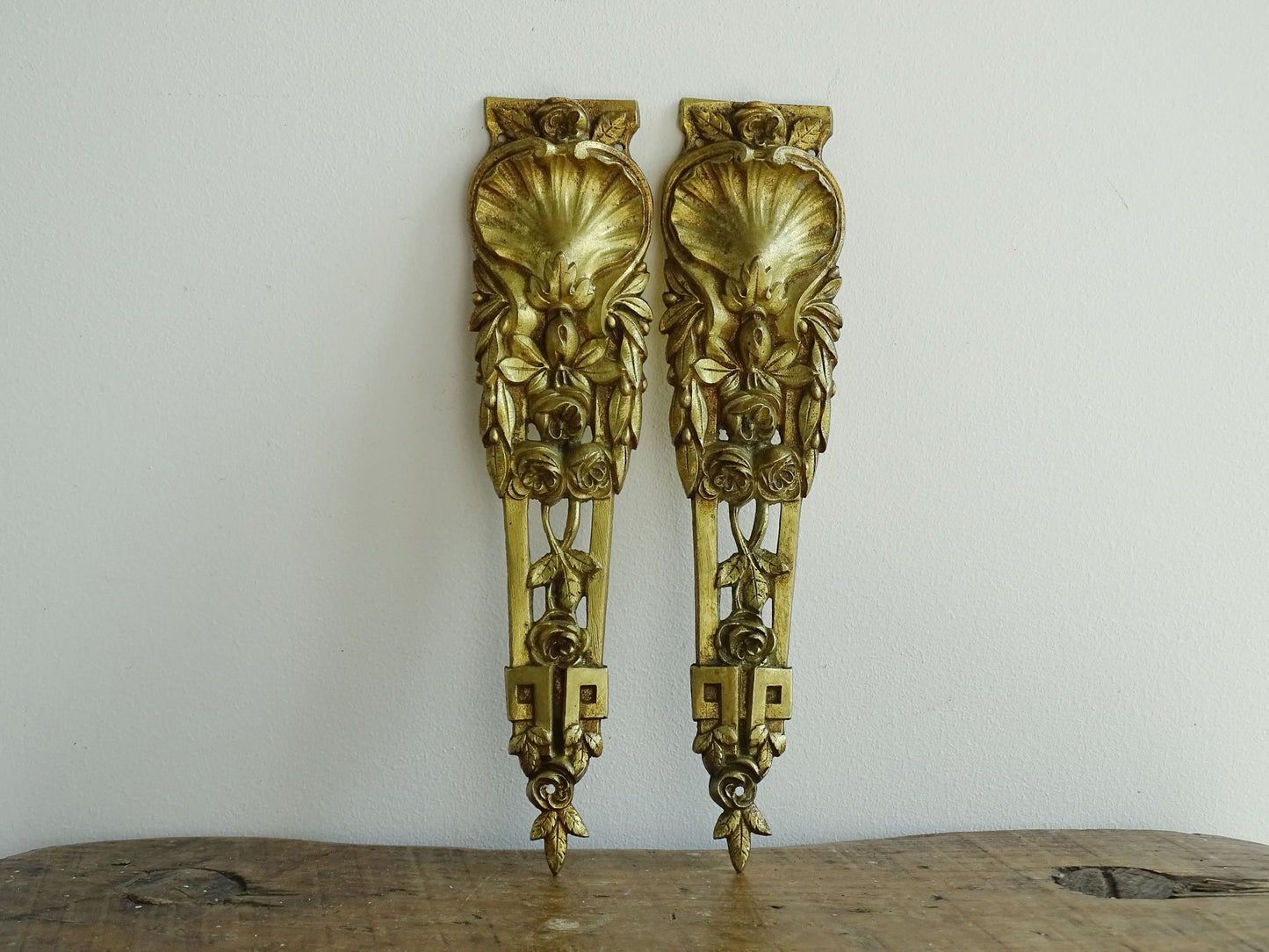 Antique Pair of French Gilt Bronze Furniture Pediments