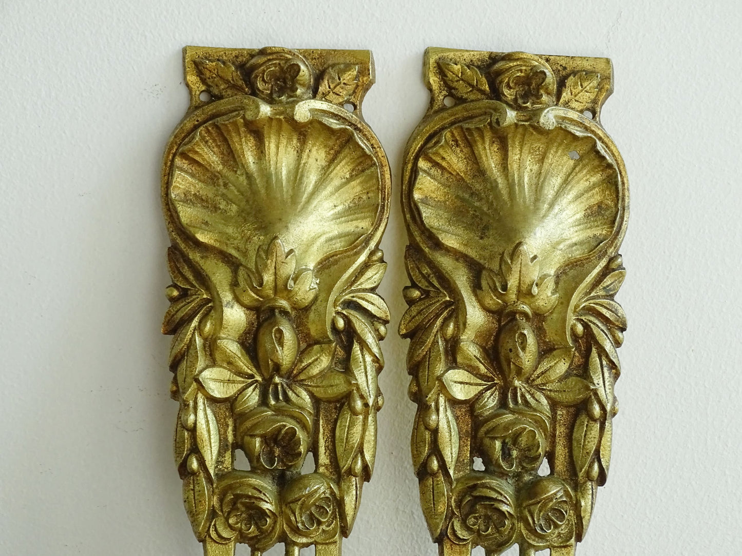 Antique Pair of French Gilt Bronze Furniture Pediments