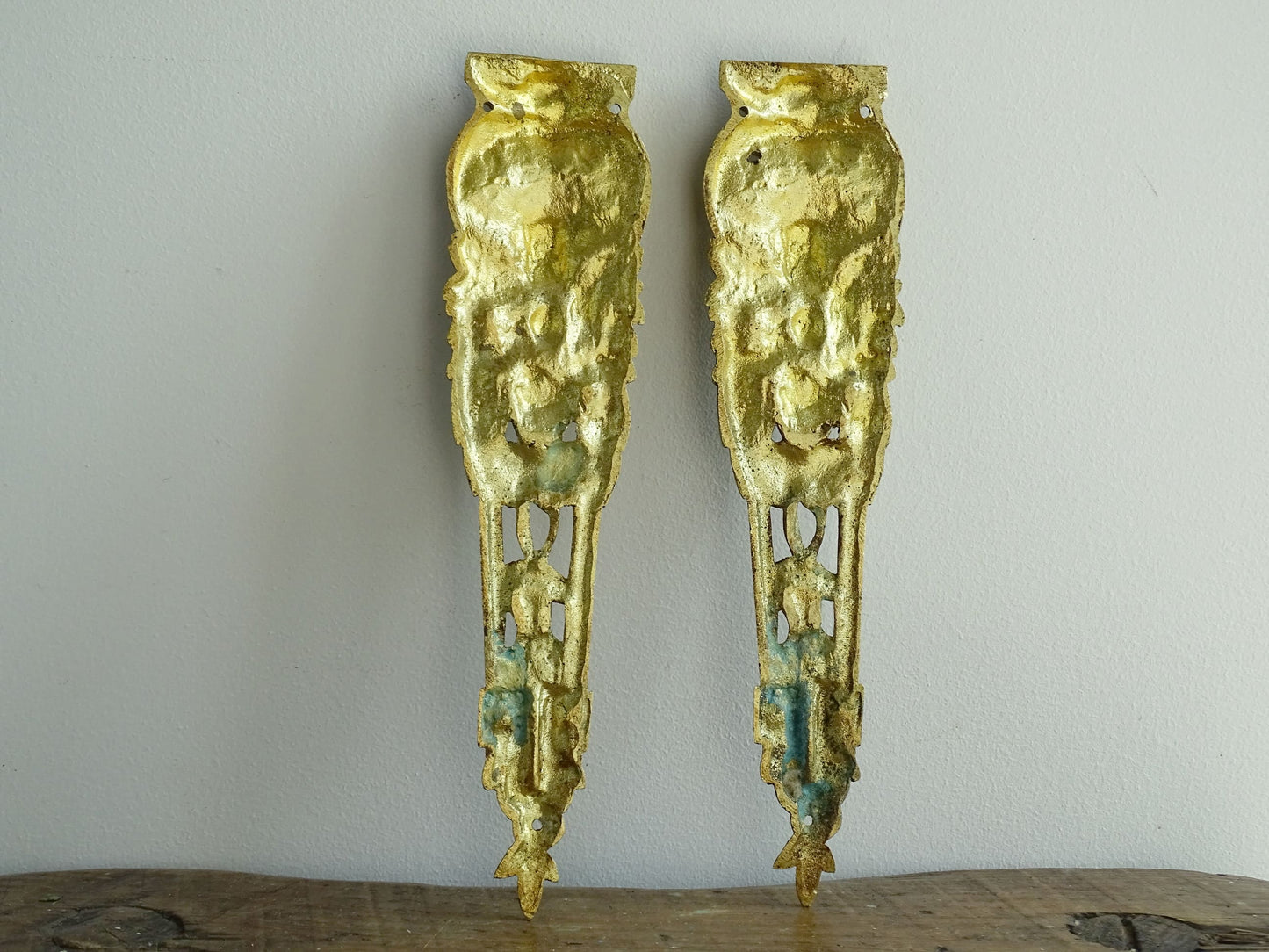 Antique Pair of French Gilt Bronze Furniture Pediments