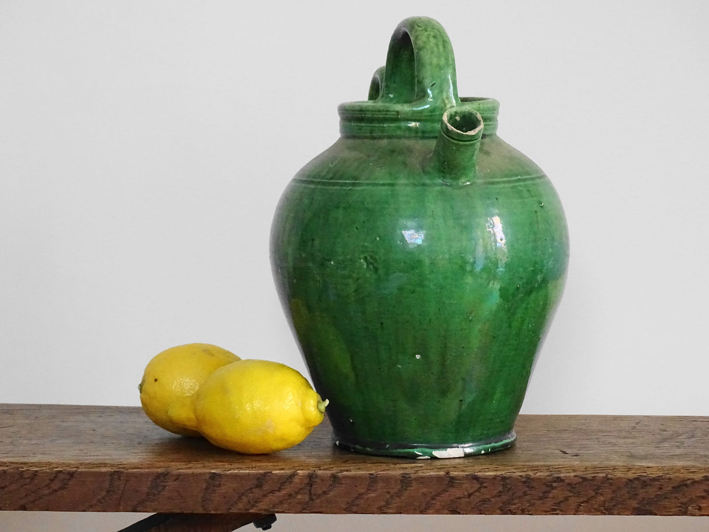 Antique Provençal Green Glazed Gargoulette or Water Jug