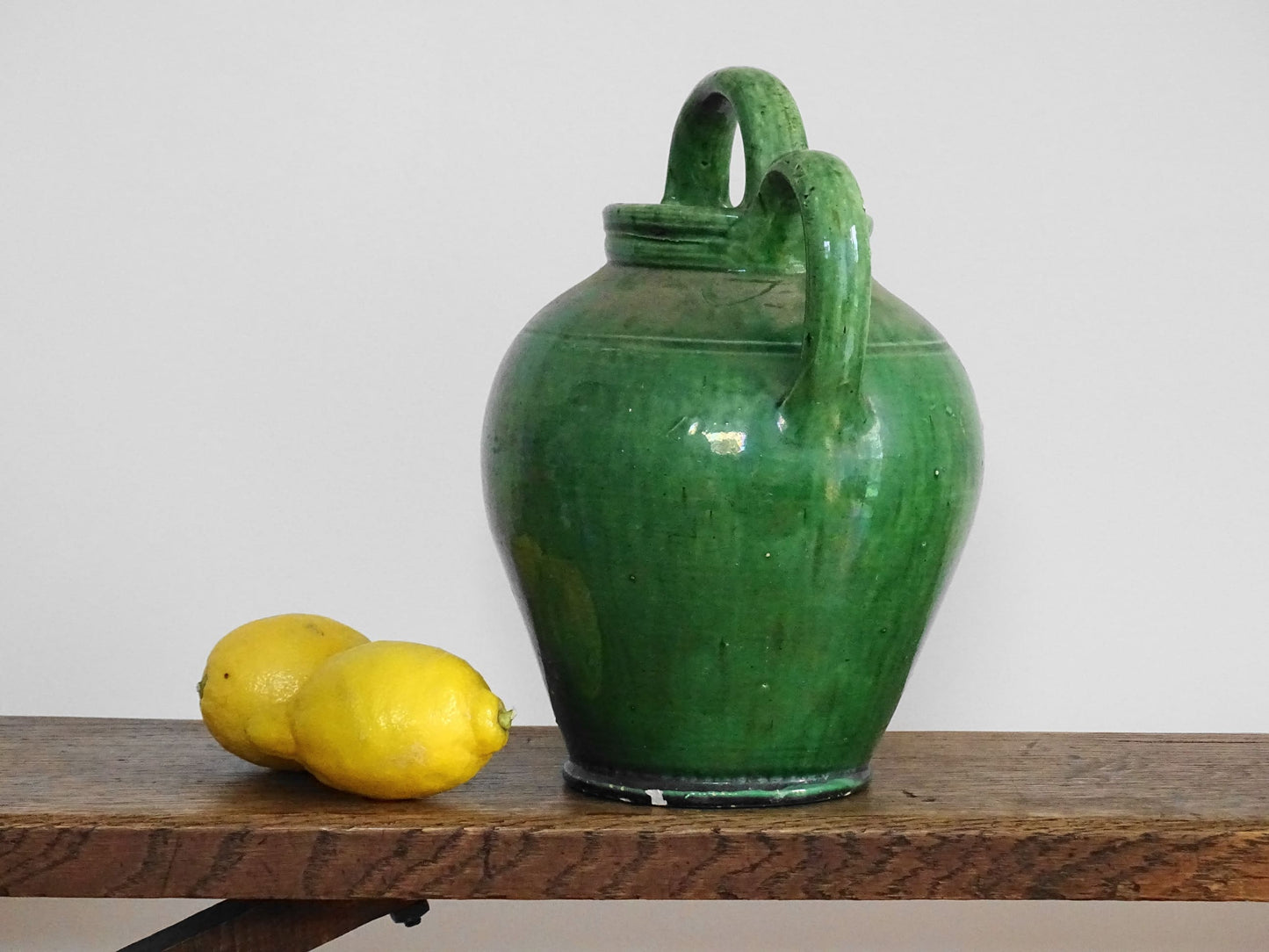 Antique Provençal Green Glazed Gargoulette or Water Jug