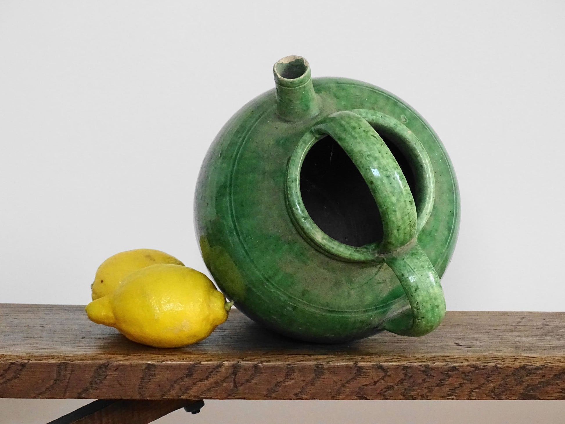 Antique Provençal Green Glazed Gargoulette or Water Jug