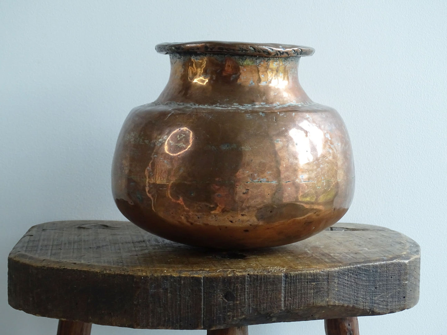 Antique Indian Copper Water Vessel or Lota 