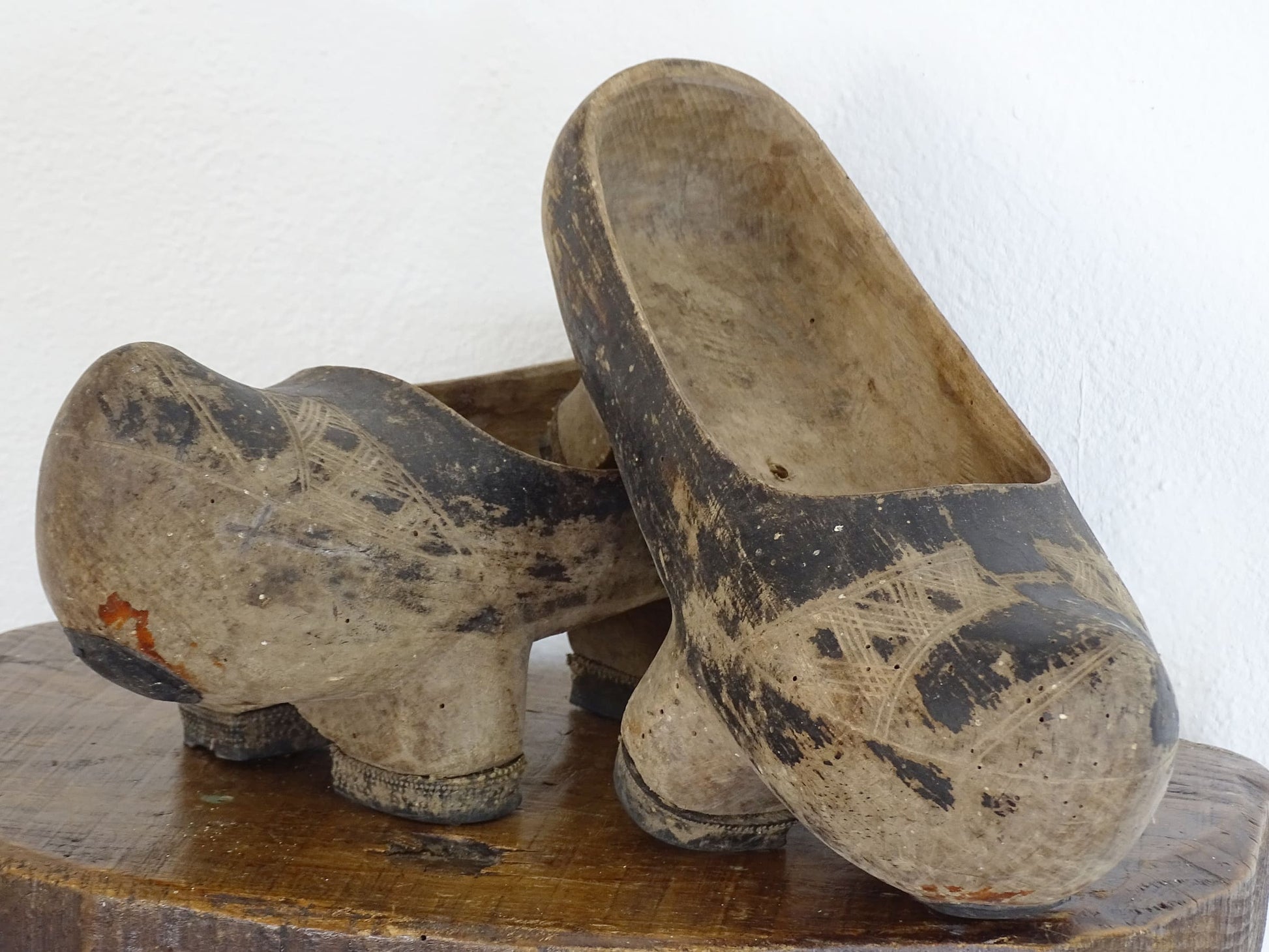 Vintage Spanish Cantabrian Albarcas Wooden Shoes or Clogs