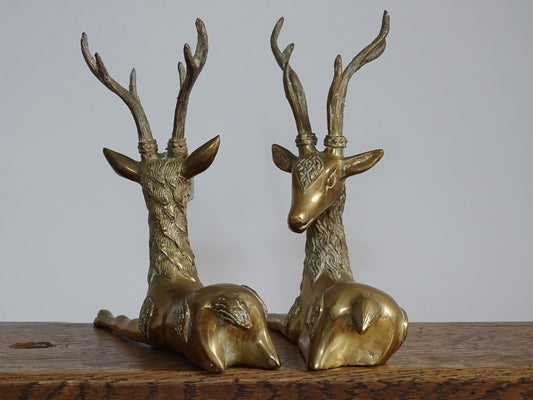 Pair of Mid 20th Century Brass Deer Ornaments