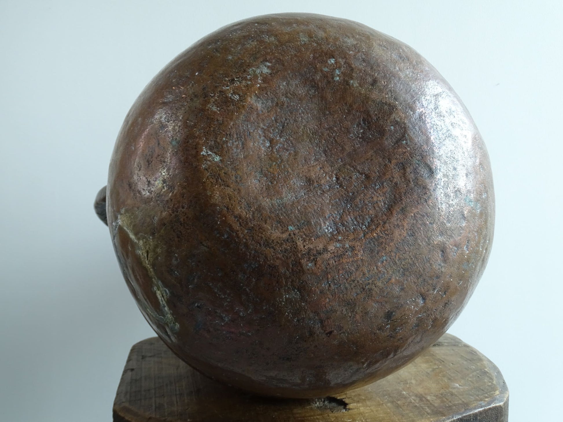 Large French Antique 18th Century Copper Water Pot with Two Handles and Rounded Body