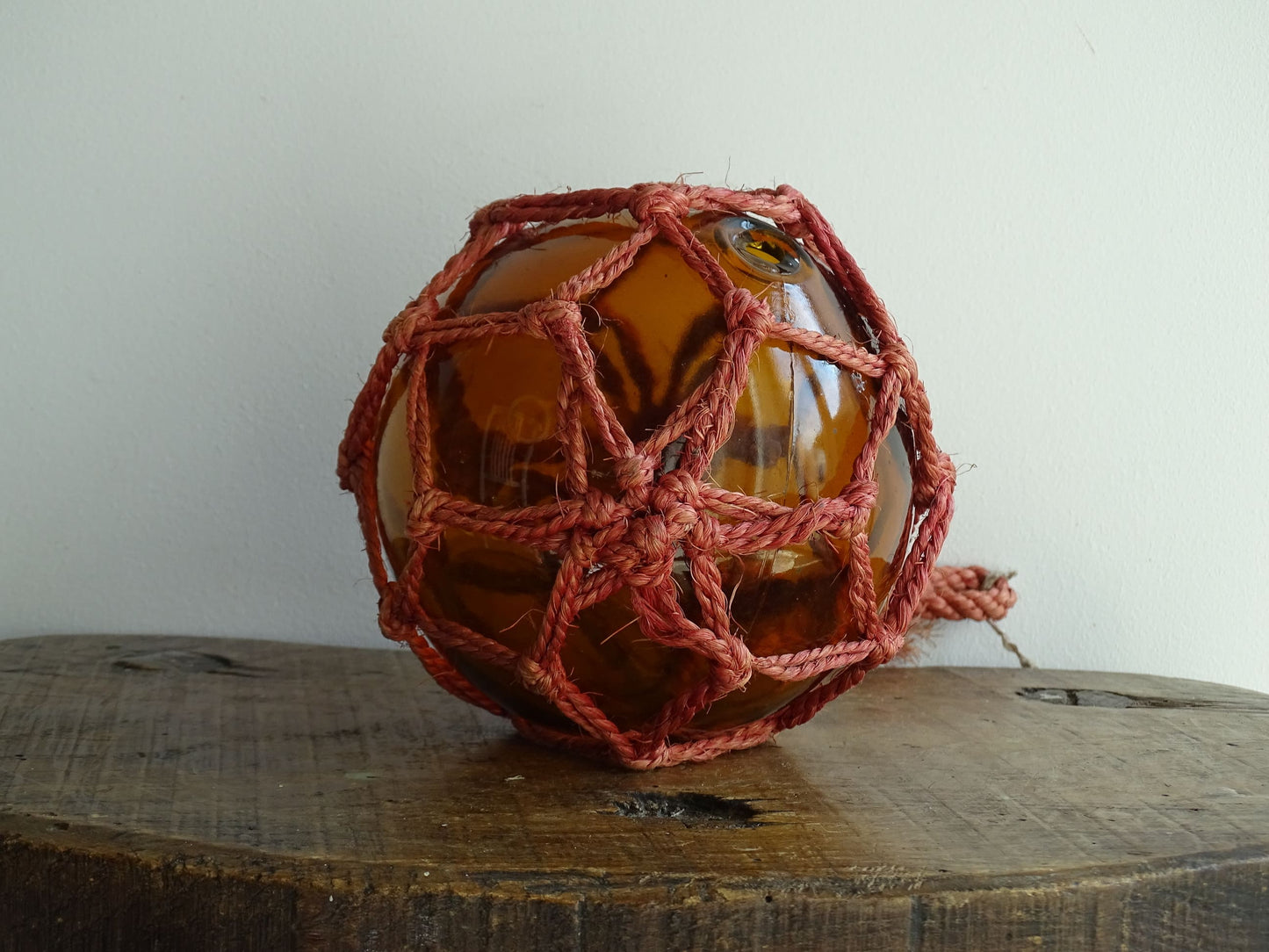 Vintage French Amber Glass Buoy, Fishing Float