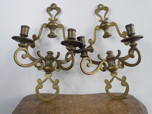 Pair of Vintage Brass Wall Sconces