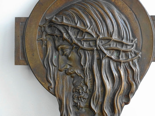 Mid-Century Bronze Relief Plaque Depicting Christ 