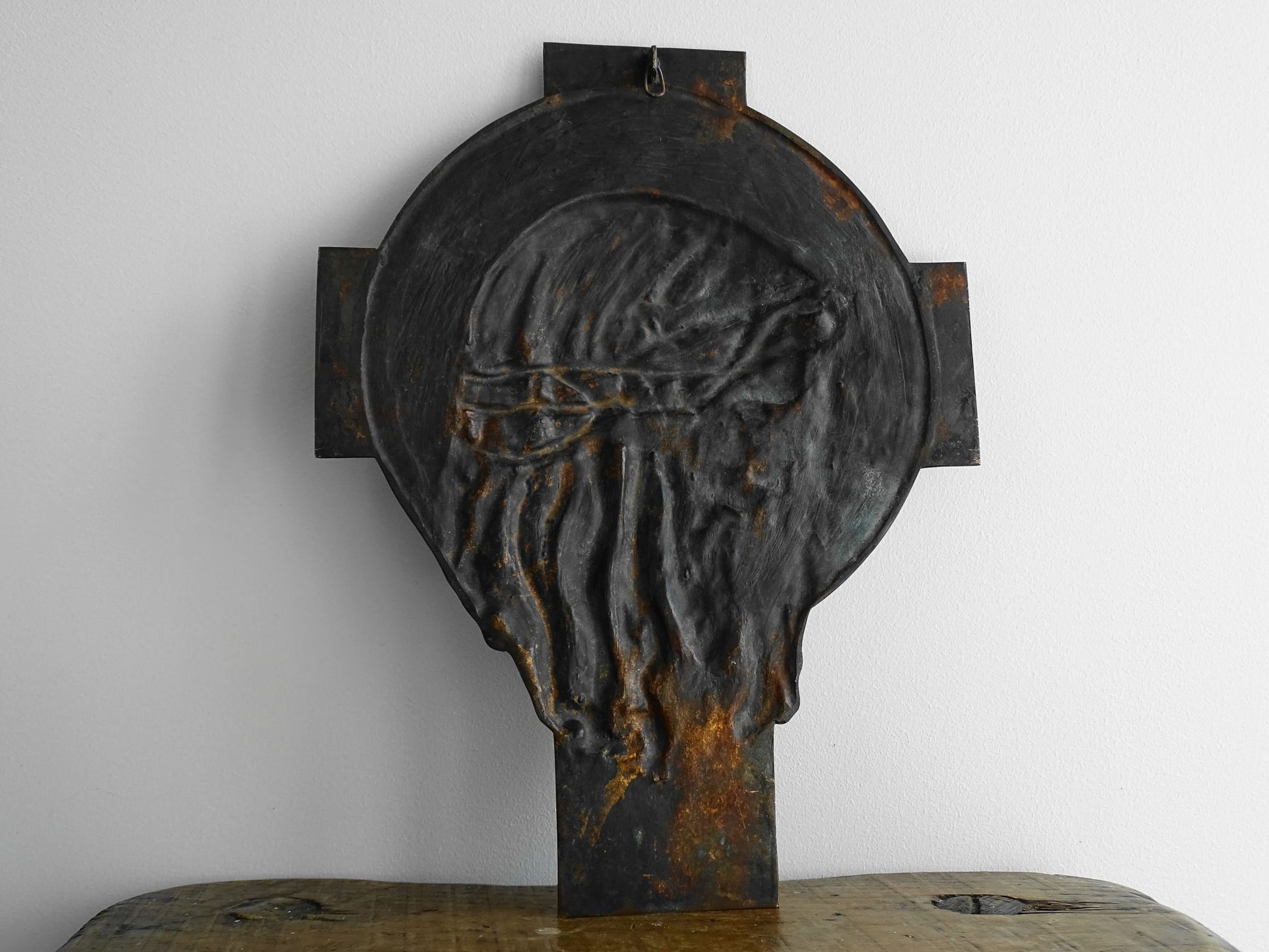 Mid-Century Bronze Relief Plaque Depicting Christ 