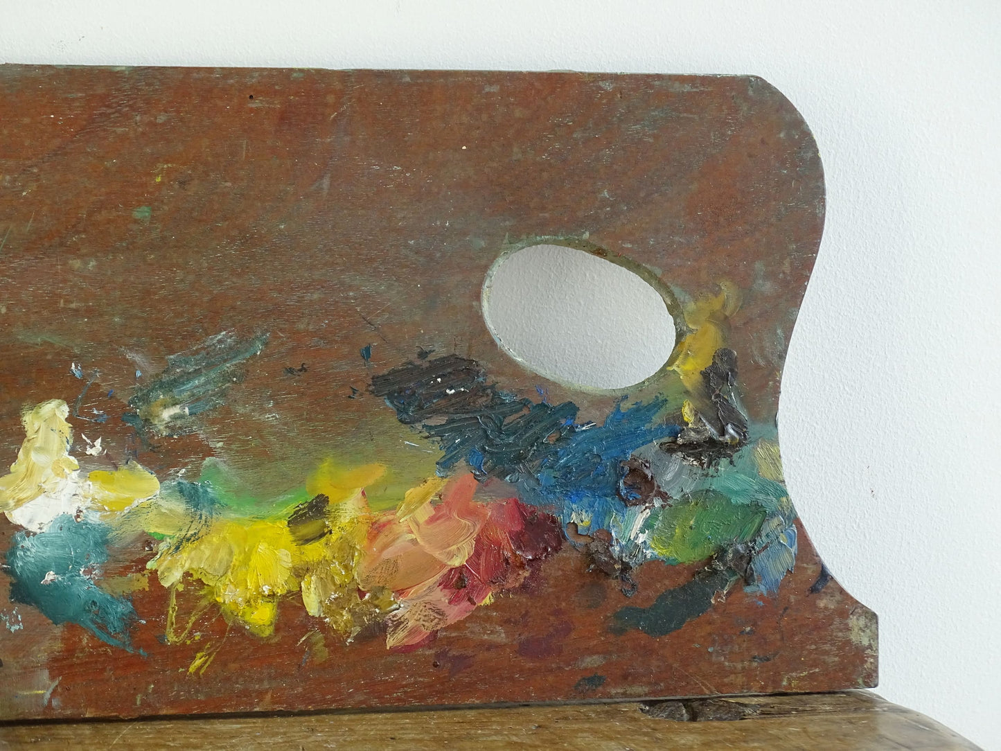 Vintage French Artist's Palette with Layers of Paint