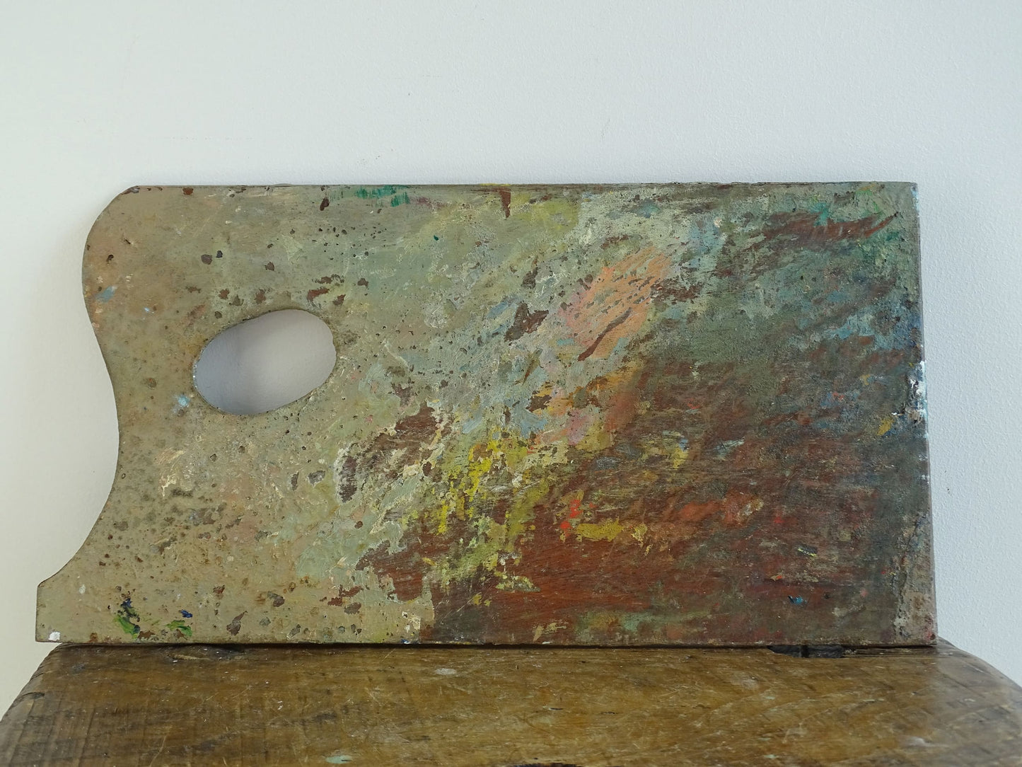 Vintage French Artist's Palette with Layers of Paint