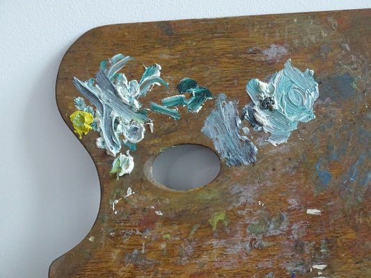 Vintage French Artist's Palette with Layers of Paint