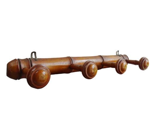 Vintage French Wooden Bamboo Style Coat Hooks