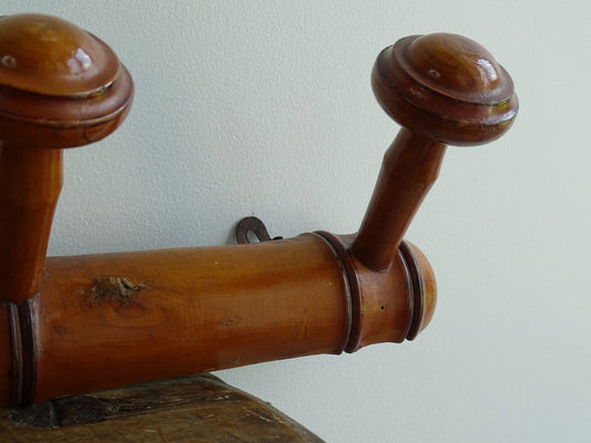 Vintage French Wooden Bamboo Style Coat Hooks