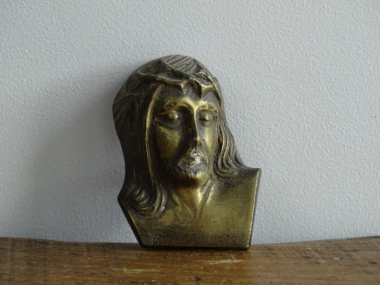 French Brass Plaque Depicting Christ