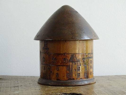 Vintage French Wooden Souvenir Pot