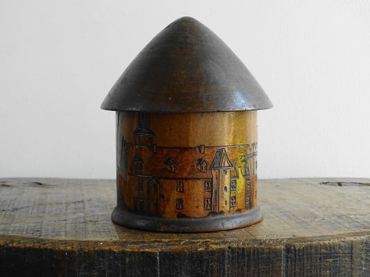 Vintage French Wooden Souvenir Pot