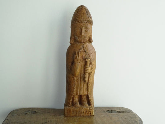 Vintage French Wooden St Pierre Statue 