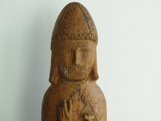 Vintage French Wooden St Pierre Statue 