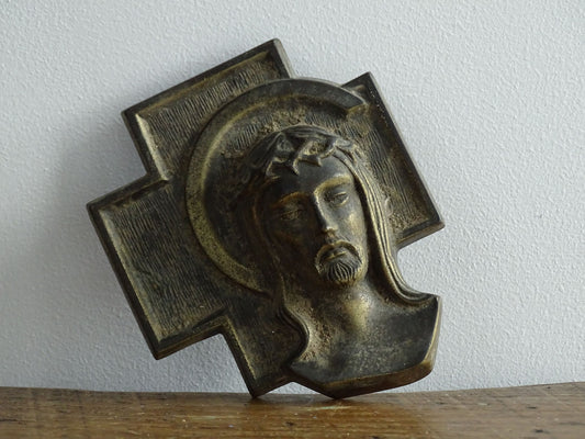 Vintage French Gilt Plaque Depicting Christ