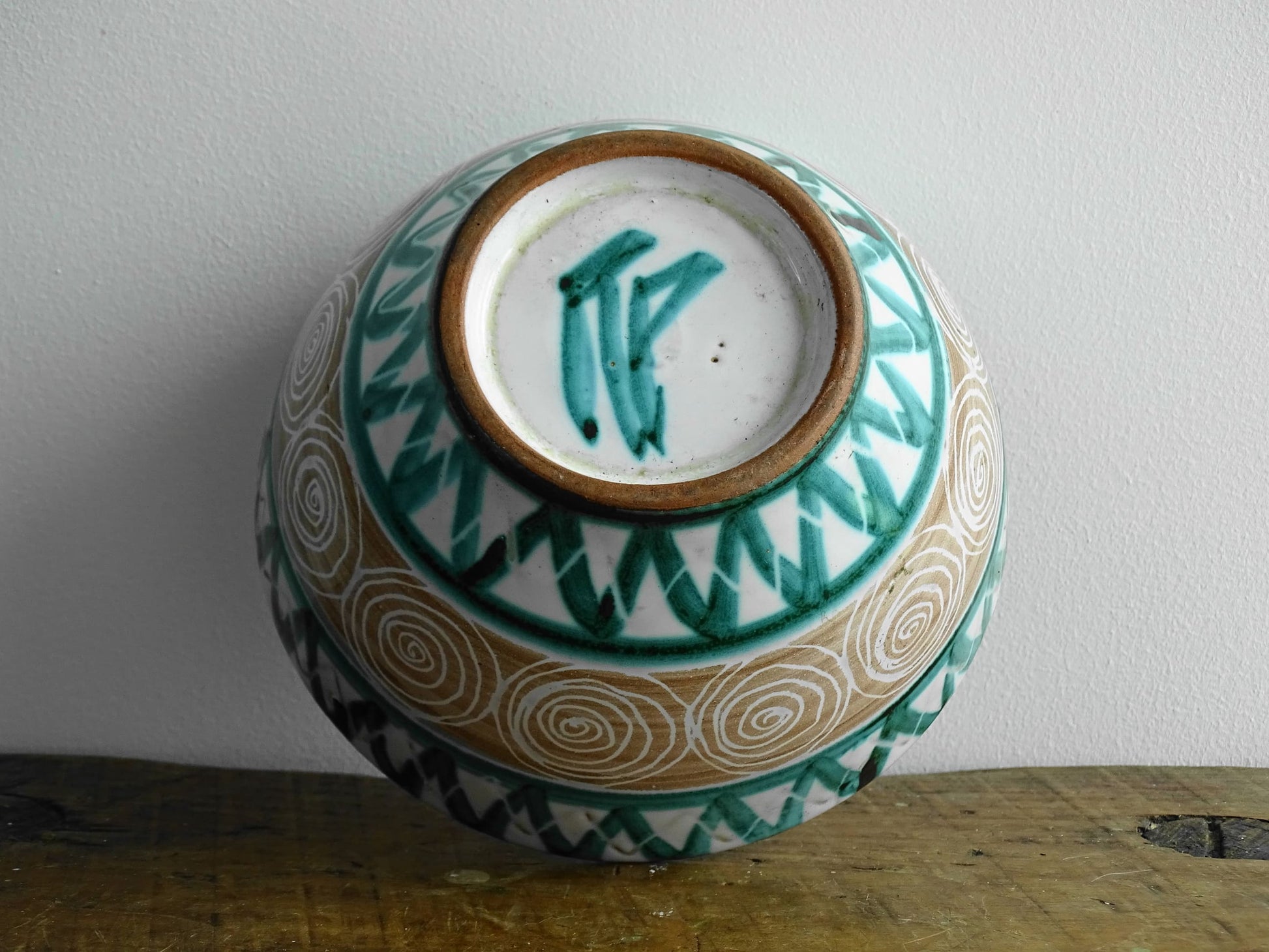 Vintage French Robert Picault Bowl in Green and Brown