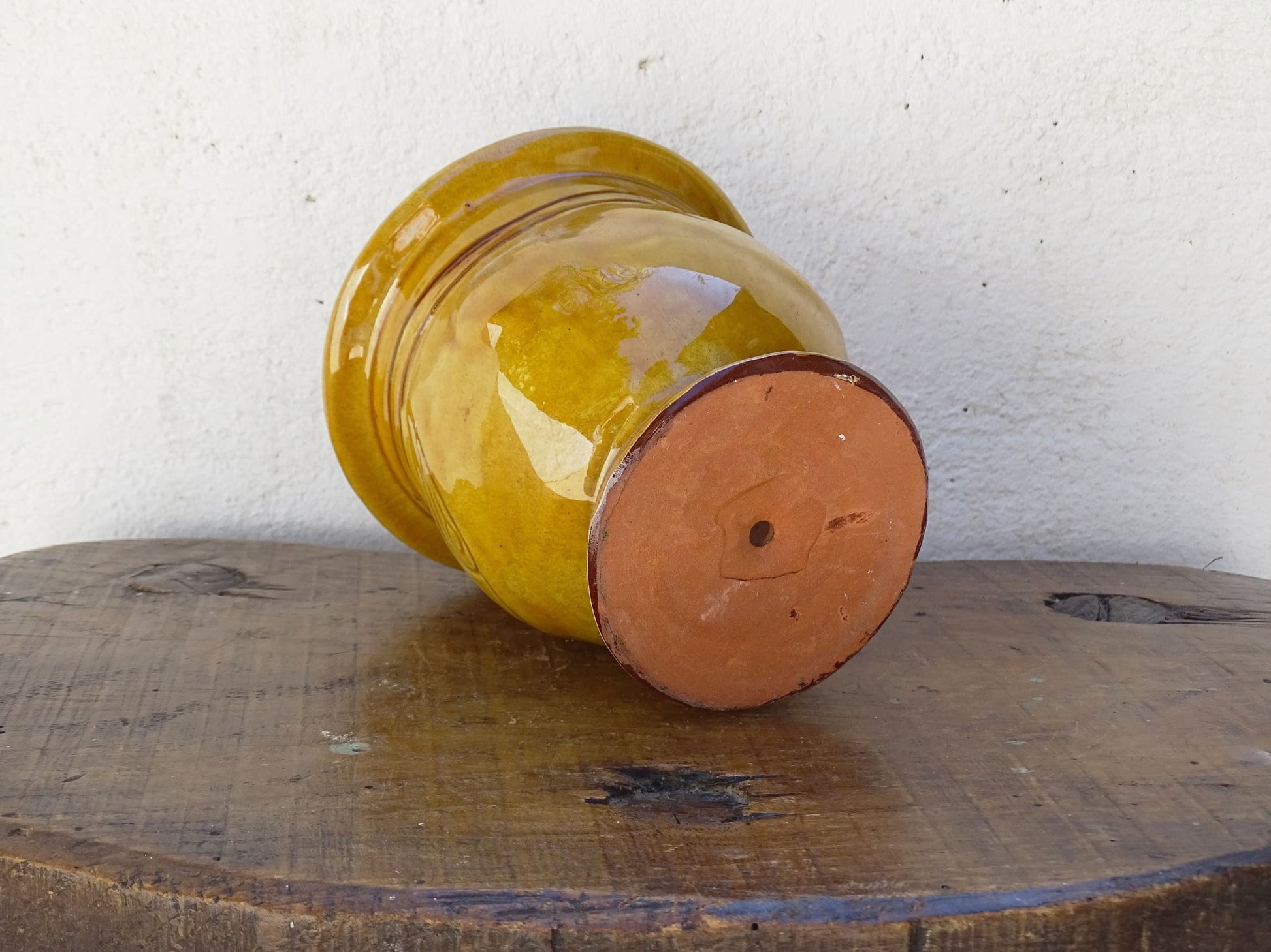 Vintage French Anduze Planter with Ochre Yellow Glaze